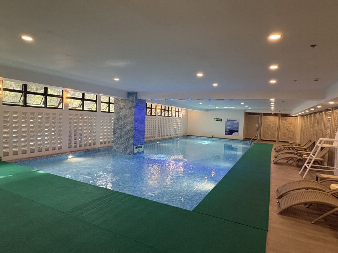 The pool inside the facility