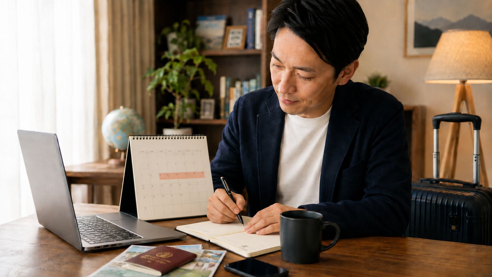 An employee writing in their leave plans