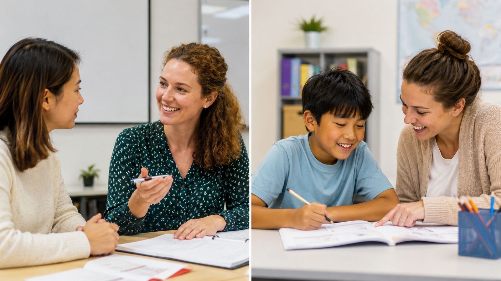 A parent and child in one-to-one lessons