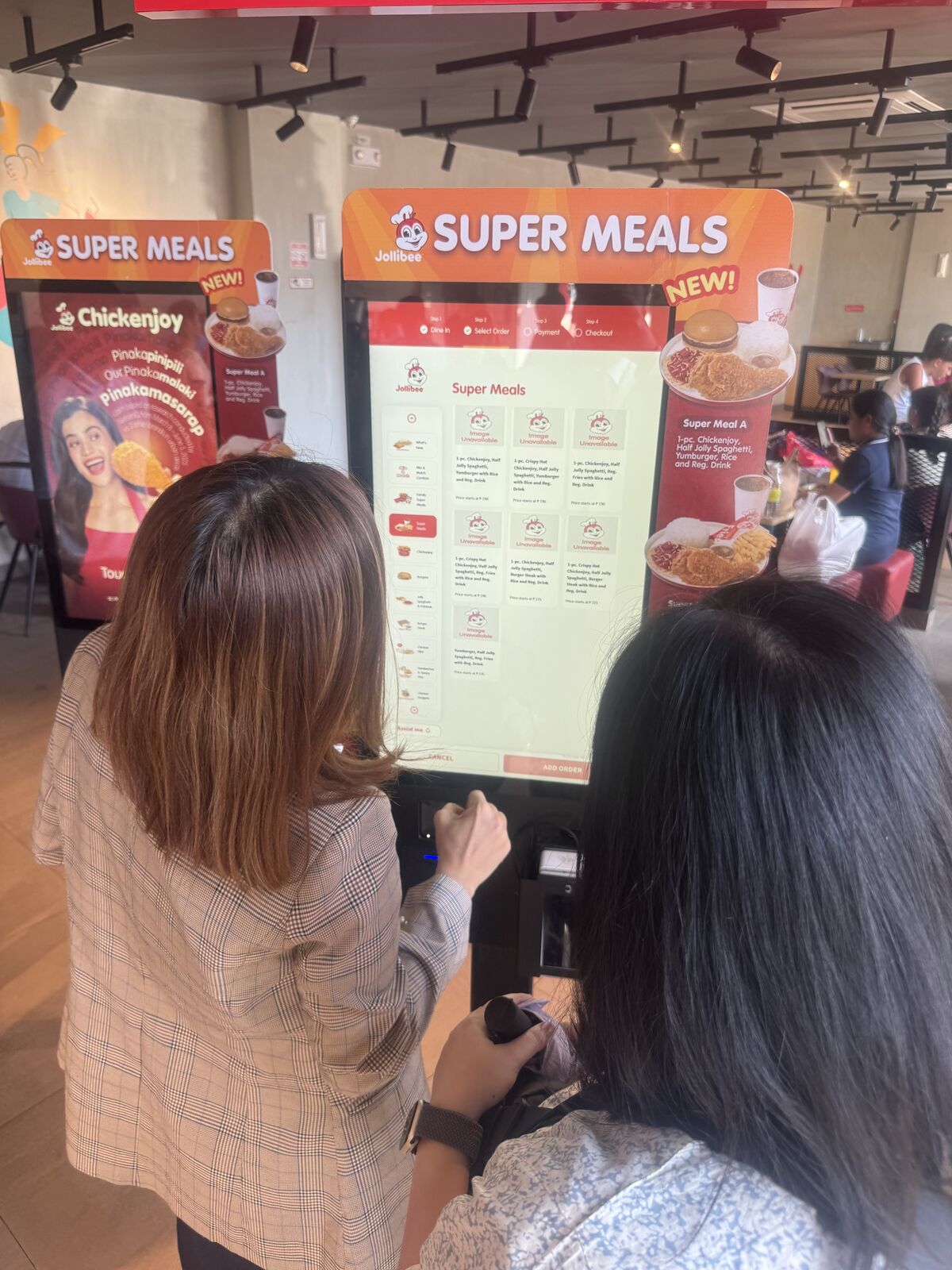 The ordering counter and self-service touch panels