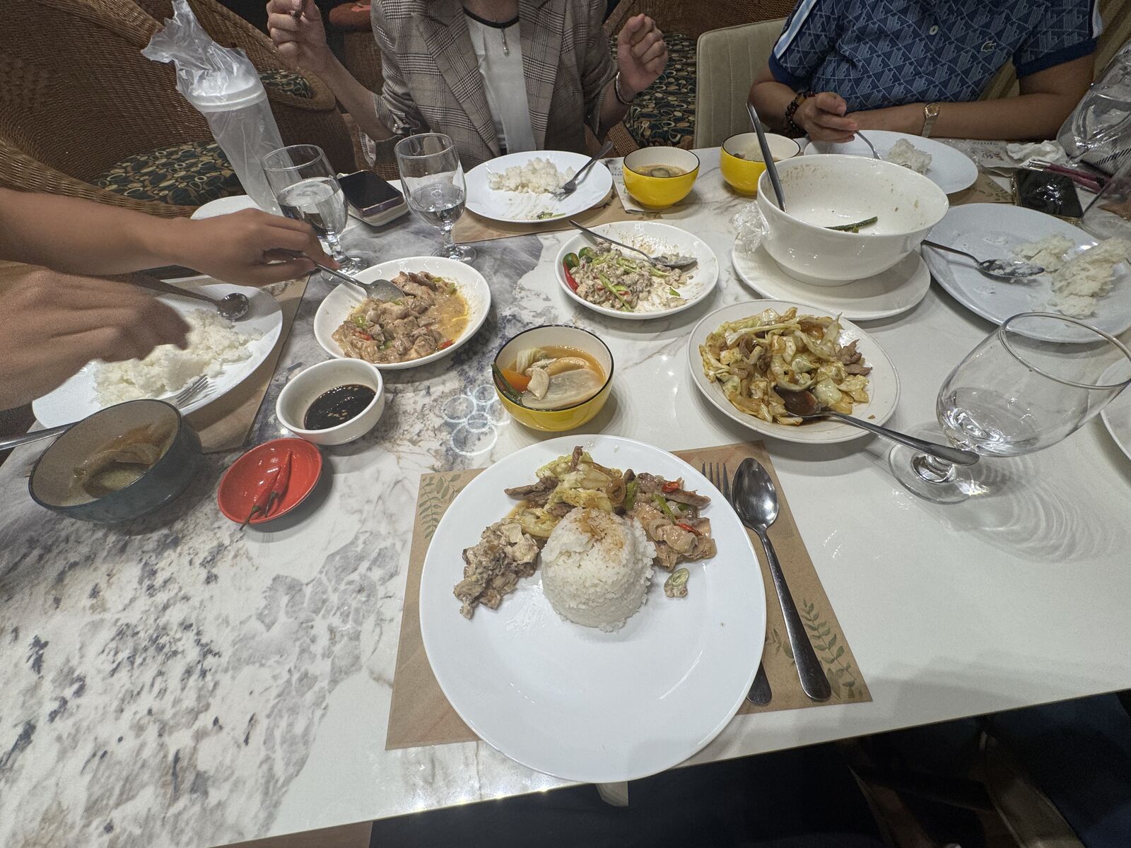 Filipino dishes at the farewell dinner