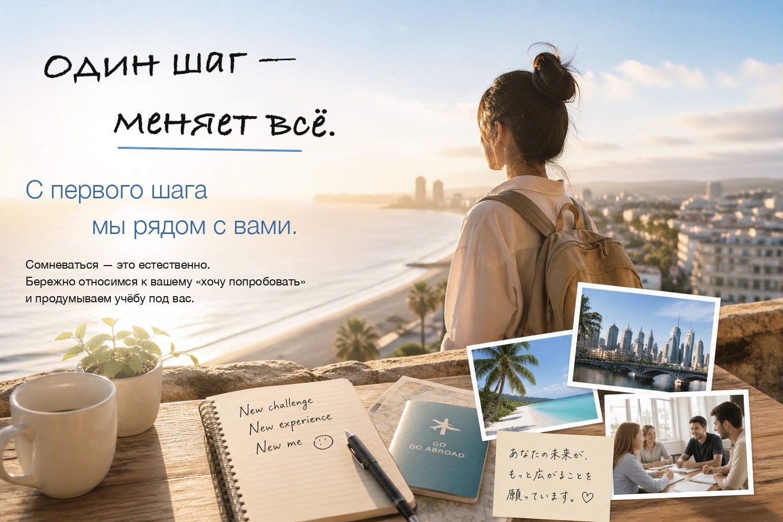 Изображение, символизирующее первый шаг навстречу учёбе за рубежом